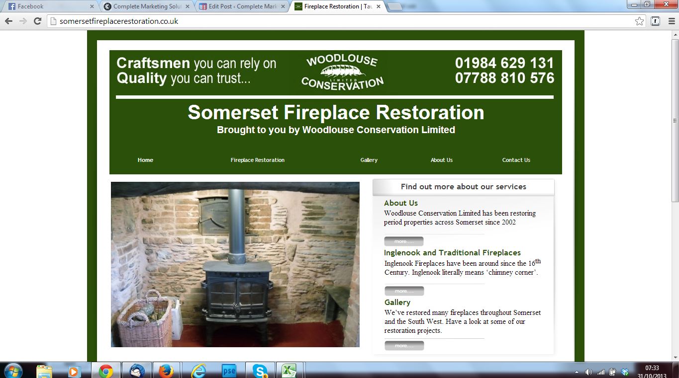 woodlouse fireplaces social media marketing, SEO and website services by Complete Marketing Solutions, North Devon
